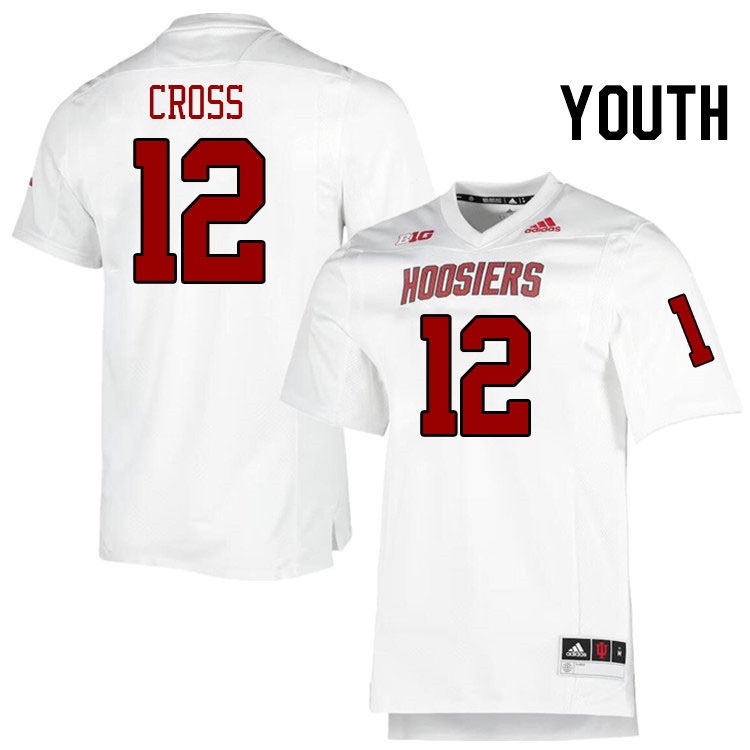 Youth #12 Miles Cross Indiana Hoosiers College Football Jerseys Stitched-Retro White